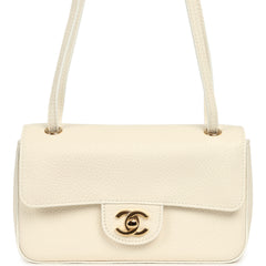 Chanel Mini "Souplissimo" Flap Bag White Grained Calfskin Gold Hardware