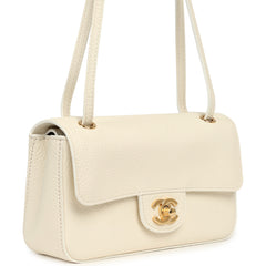 Chanel Mini "Souplissimo" Flap Bag White Grained Calfskin Gold Hardware