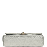 Chanel Classic Top Handle Long Flap Bag Silver Metallic Caviar Gold Hardware - Thumbnail View 6