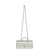 Chanel Classic Top Handle Long Flap Bag Silver Metallic Caviar Gold Hardware - Thumbnail View 7