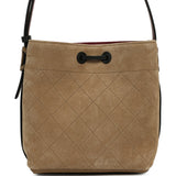 Chanel Small "CC Loop" Drawstring Bucket Bag with Leather Strap Dark Beige Suede, Black Leather Gold Hardware - Thumbnail View 4