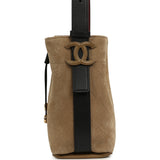 Chanel Small "CC Loop" Drawstring Bucket Bag with Leather Strap Dark Beige Suede, Black Leather Gold Hardware - Thumbnail View 5