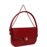 Chanel Top Handle "Turn Around" Clutch with Chain Red Croc Embossed Calfskin Gold Hardware - Thumbnail View 2