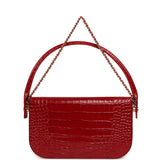 Chanel Top Handle "Turn Around" Clutch with Chain Red Croc Embossed Calfskin Gold Hardware - Thumbnail View 4