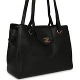Chanel Small Shopping Tote Black Grained Calfskin Gold Hardware - Thumbnail View 2
