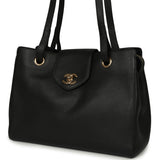 Chanel Small Shopping Tote Black Grained Calfskin Gold Hardware - Thumbnail View 5