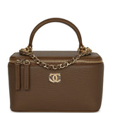 Chanel Small Top Handle Vanity Case Brown Grained Calfskin Gold Hardware - Thumbnail View 1