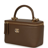 Chanel Small Top Handle Vanity Case Brown Grained Calfskin Gold Hardware - Thumbnail View 5