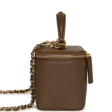 Chanel Small Top Handle Vanity Case Brown Grained Calfskin Gold Hardware - Thumbnail View 3
