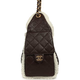 Chanel Small 25 Hobo Bag Dark Brown Crumpled Sheepskin, Ecru Shearling Gold Hardware - Thumbnail View 3