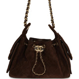 Chanel Mini 25 Hobo Bag Dark Brown Suede Gold Hardware - Thumbnail View 1