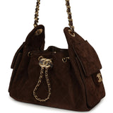 Chanel Mini 25 Hobo Bag Dark Brown Suede Gold Hardware - Thumbnail View 5