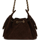 Chanel Mini 25 Hobo Bag Dark Brown Suede Gold Hardware - Thumbnail View 4