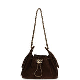 Chanel Mini 25 Hobo Bag Dark Brown Suede Gold Hardware - Thumbnail View 7