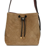 Chanel Medium "CC Loop" Drawstring Bucket Bag with Leather Strap Beige Suede, Black Calfskin Gold Hardware - Thumbnail View 1