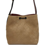 Chanel Medium "CC Loop" Drawstring Bucket Bag with Leather Strap Beige Suede, Black Calfskin Gold Hardware - Thumbnail View 4