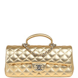 Chanel Classic Top Handle Long Flap Bag Gold Metallic Caviar Silver Hardware - Thumbnail View 1