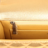 Chanel Classic Top Handle Long Flap Bag Gold Metallic Caviar Silver Hardware - Thumbnail View 9