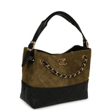 Chanel Mini Coco Base Bag Khaki Suede, Black Lambskin Gold Hardware - Thumbnail View 2