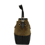 Chanel Mini Coco Base Bag Khaki Suede, Black Lambskin Gold Hardware - Thumbnail View 3