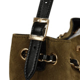 Chanel Mini Coco Base Bag Khaki Suede, Black Lambskin Gold Hardware - Thumbnail View 5