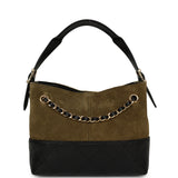Chanel Mini Coco Base Bag Khaki Suede, Black Lambskin Gold Hardware - Thumbnail View 4