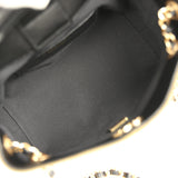 Chanel Mini Coco Base Bag Khaki Suede, Black Lambskin Gold Hardware - Thumbnail View 9