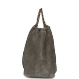 Chanel Maxi CC Cabas Hobo Bag Dark Grey Suede Gold Hardware - Thumbnail View 3