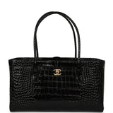 Chanel Small Cerf Shopping Bag Black Croc Embossed Calfskin Gold Hardware - Thumbnail View 1