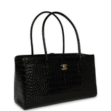 Chanel Small Cerf Shopping Bag Black Croc Embossed Calfskin Gold Hardware - Thumbnail View 2