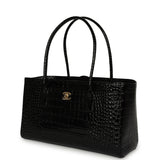 Chanel Small Cerf Shopping Bag Black Croc Embossed Calfskin Gold Hardware - Thumbnail View 5