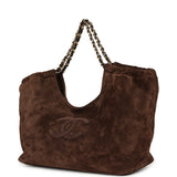 Chanel Small CC Cabas Hobo Bag Dark Brown Suede Gold Hardware - Thumbnail View 5