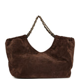 Chanel Small CC Cabas Hobo Bag Dark Brown Suede Gold Hardware - Thumbnail View 4