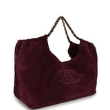 Chanel Maxi CC Cabas Hobo Bag Burgundy Suede Gold Hardware - Thumbnail View 2