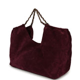 Chanel Maxi CC Cabas Hobo Bag Burgundy Suede Gold Hardware - Thumbnail View 5