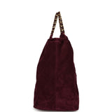 Chanel Maxi CC Cabas Hobo Bag Burgundy Suede Gold Hardware - Thumbnail View 3