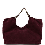 Chanel Maxi CC Cabas Hobo Bag Burgundy Suede Gold Hardware - Thumbnail View 4