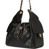 Chanel Small 25 Hobo Bag Black Caviar Gold Hardware - Thumbnail View 5