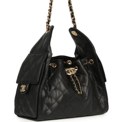 Chanel Small 25 Hobo Bag Black Caviar Gold Hardware