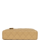 Chanel Top Handle Long Vanity Case with Chain Beige Shiny Caviar Gold Hardware - Thumbnail View 6