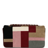 Chanel East West Patchwork Flap Bag Burgundy, Grey, Red, Multicolor Suede Gold Hardware - Thumbnail View 4