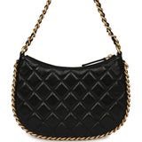 Chanel Small Chain Around Hobo Bag Black Shiny Lambskin Antique Gold Hardware - Thumbnail View 5