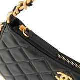 Chanel Small Chain Around Hobo Bag Black Shiny Lambskin Antique Gold Hardware - Thumbnail View 3