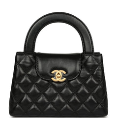 Chanel Small Kelly Shopper Black Shiny Aged Calfskin Brushed Gold Hardware