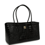 Chanel Small Cerf Shopping Bag Black Croc Embossed Calfskin Gold Hardware - Thumbnail View 2