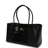 Chanel Small Cerf Shopping Bag Black Croc Embossed Calfskin Gold Hardware - Thumbnail View 5