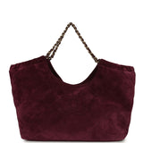 Chanel Small CC Cabas Hobo Bag Burgundy Suede Gold Hardware - Thumbnail View 1