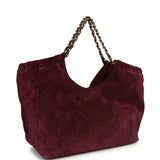 Chanel Small CC Cabas Hobo Bag Burgundy Suede Gold Hardware - Thumbnail View 2