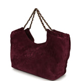 Chanel Small CC Cabas Hobo Bag Burgundy Suede Gold Hardware - Thumbnail View 5