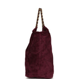 Chanel Small CC Cabas Hobo Bag Burgundy Suede Gold Hardware - Thumbnail View 3